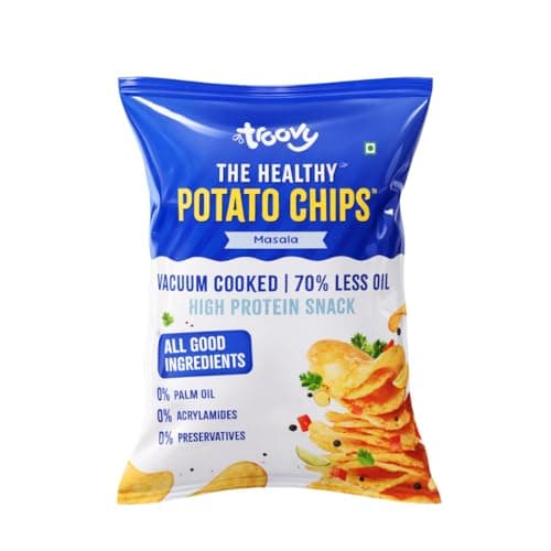 Troovy Healthy Masala Potato Chips | Vacuum Cooked Snacks | 70% Less Oil | No Palm Oil, No Preservatives | Made with Real Ingredients | 40g x 5
