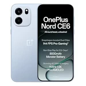 OnePlus Nord CE6 | 8GB+256GB | Fresh Blue | Snapdragon 7s Gen 4 | Segment's Fastest Touch Response | 8000mAh Battery | 144Hz 1.5K AMOLED Display | 50MP Main + 32MP Selfie 4K Cameras | IP66,68,69,69K