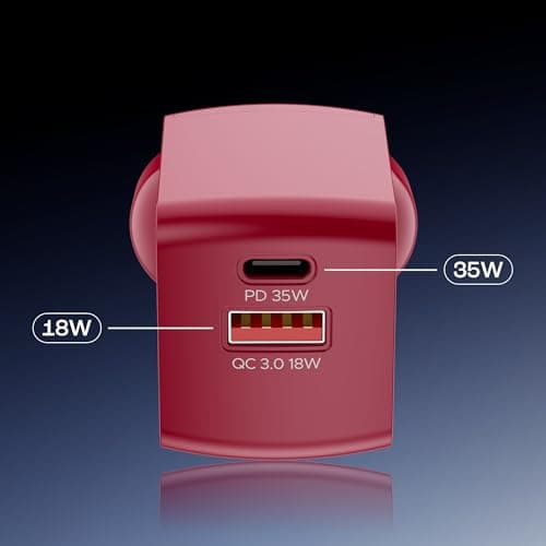 Boat Dual Port QC-PD 24W Fast Car Charger with 24W Fast PD Charging & 18W QC Charging Compatible with All Smartphones, Tablets & Laptops (Free Type C to Type C Cable), Red 5
