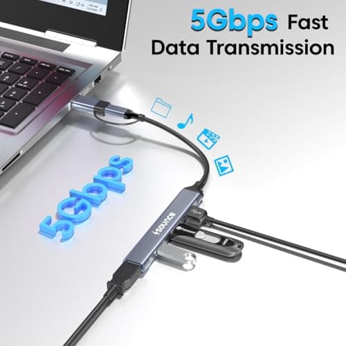 Sounce USB + Type C 4 Port USB Hub 3.0 with 5 Gbps Superspeed Data Transmission,1*USB 3.0 Ports, 3*USB 2.0 Port,Sleek Metal Design Type c hub for Laptop, MacBook, chromebook & Smartphones (Grey) 2