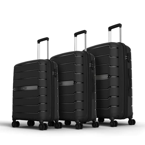 Aristocrat Liberty Set of 3 (Cabin+Medium+Large) Polypropylene Hard Spinner Trolley Bag, 58+68+78Cm|Combination Lock|8 Wheels|3 Years International Warranty|Jet Black 2