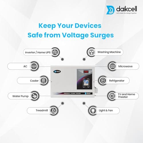 daikcell 10 KVA 130V - 300V Heavy Duty Mainline Voltage Stabilizer for Single Phase Home - 8000W (40 Amps Load) with 1+4 Years Warranty - DSR017 (White) 4