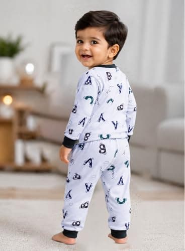 3BROS Kids' Pura Cotton Full Sleeves Casual T-shirt & Pyjama Set | Clothing Combo Set for Baby Boys Girls (Multicolor-20, 2-3 Years) 2