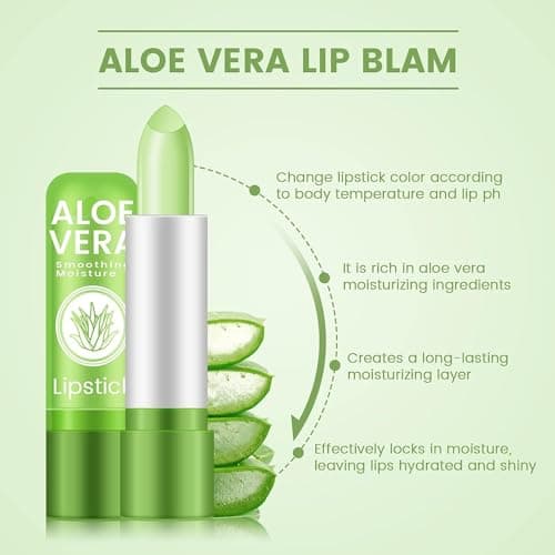 Aloe Vera Lipstick Stick, Lip Balm for Dry and Sensitive Lips, Hypoallergenic, Non-irritating 2