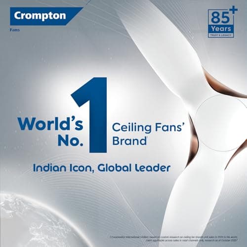 Crompton Highspeed Rapidus 1200 mm Designer Ceiling Fan | BEE Star Rated Energy Efficient | Anti-Dust | Active Power Technology | Upto 50% Less Heating | 2 Year Manufacturer Warranty | Tiramisu 2