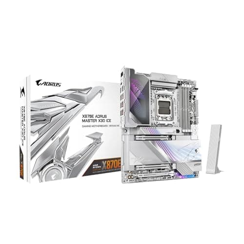 GIGABYTE X870E AORUS Master X3D ICE AMD AM5 ATX Motherboard, Supports AMD Ryzen 9000/8000/7000 Series Processors, DDR5, 18+2+2 Power Phase, 5X M.2, PCIe 5.0, WIFI7, 10GbE