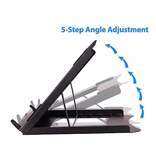 Alzarsi Foldable Mild Steel Laptop and Tablet Stand with 5 Adjustment Positions Portable and Foldable Portable Laptop Stand/Foldable Laptop Riser/Economy Laptop Desk Mount 5