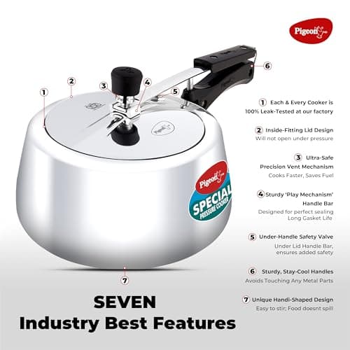 Pigeon by Stovekraft 2 Litre Special Plus Aluminium Inner Lid Induction Base Pressure Cooker (Silver) BIS Certified 3