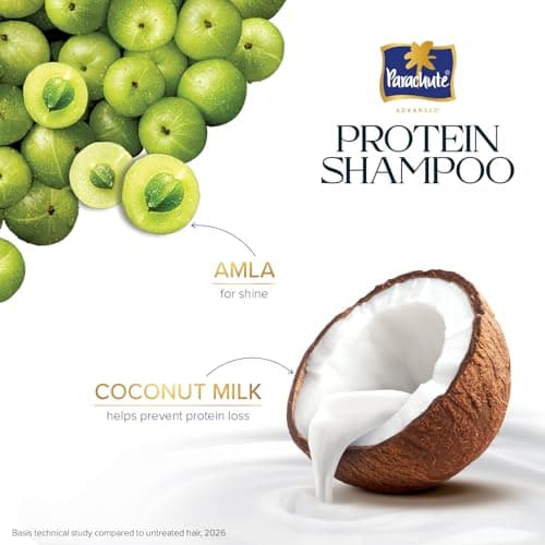 Parachute Advansed Protein Shampoo with Coconut Milk & Amla | Up to 48 hr Shine | Ultra Shine | Protein Lock Technology | Paraben free | For Men & Women | 340ml 3