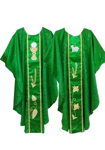 Jacquard vestment green colour with handwork designs| Idhayacrafts
