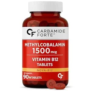 Carbamide Forte Vitamin B12 Tablets 1500 mcg -Active form of Methylcobalamin Vitamin B12 Supplements for Men & Women- 90 Tablets