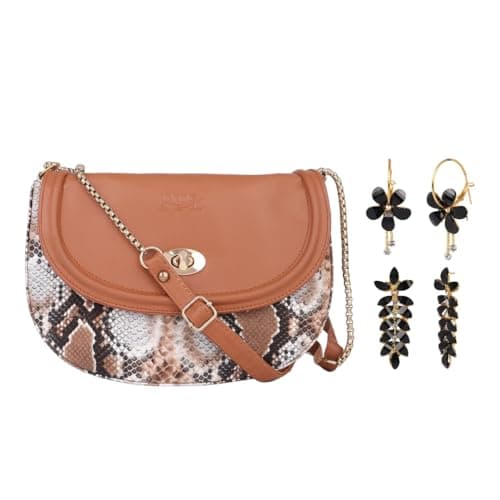 Pramadda Pure Luxury Gift combo set for women Sling Bag with Earrings | Rakhi Raksha Bandhan Gift For Sister | Birthday Gift For Girls | Festival Diwali Christmas Gift Items.