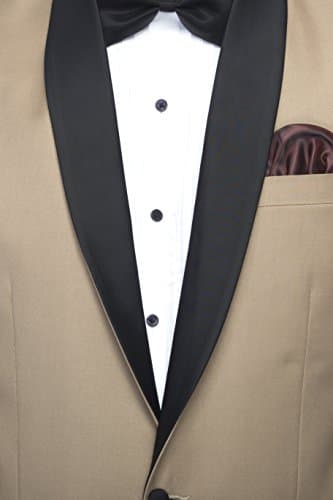 FAVOROSKI Designer Men's Slim Italian Fit Shawl Collar Tuxedo Suit Blazer (Beige, S) 4