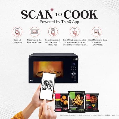 LG 28 L, Convertible Microwave Oven with Air Fry, Charcoal Lighting Heater, Wi-Fi Enabled (MJEN286UGWF, Black, Motorised Rotisserie, 60 Air Fry Recipe, 40 Scan to Cook Recipes & 331 Auto Cook Menu) 4