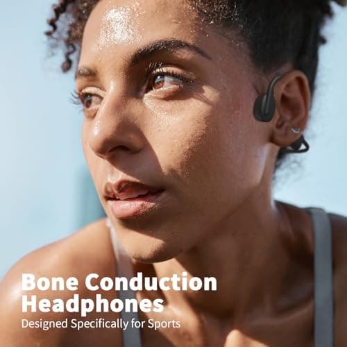 GEUYNAY Bone Conduction Headphones, Open Ear Headphones Bluetooth 5.4 Wireless Headsets with Mic,IPX5 Waterproof Sport Headphones for Running, Cycling, Workout(Black) 2