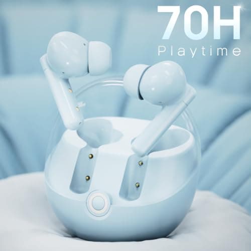 Leaf Buds X514 True Wireless ANC in Ear Earbuds with AI Sound App,Active Noise Cancellation,Transparency Mode,70H Playtime,Quad Mic Enc,40Ms Low Latency,13Mm Driver, Ipx5, Bluetooth V5.4(Pastel Blue) 5