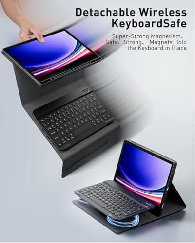 RTSY Keyboard Case for Samsung Galaxy Tab A11+ / A11 Plus 2025 (11 Inch) & A9+/ A9 Plus 2023 (11 Inch) with Multi Viewing Angle, Wireless Detachable Folio KB Cover with S Pen Holder-Black 4