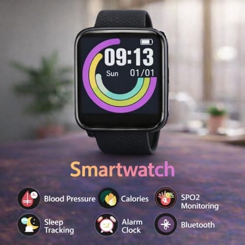 MARVIK Smart Watch for Kids, Men, Boys, Girls, and Women, ID116 Plus 2025, Latest for Android and iOS Phones, IP68 Waterproof with Daily Activity Tracker, Heart Rate Sensor, Sleep Monitor - Black 3