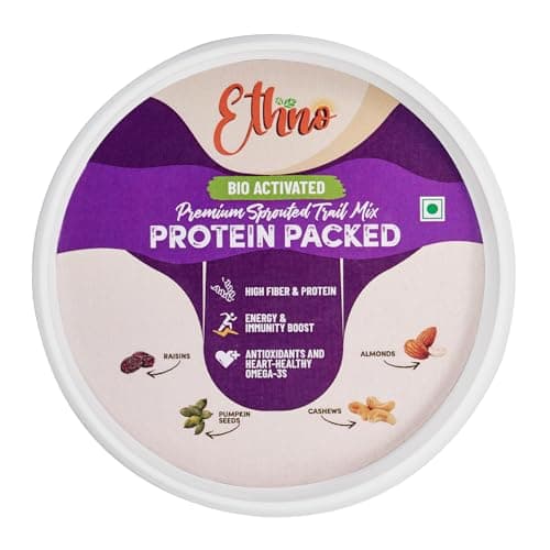 Ethno Protein Packed Bio-Activated Trail Mix (7-Pack) - Roasted Almonds, Cashews, Raisins, Cranberries - Sprouted Nuts & Seeds + Mixed Dry Fruits Combo Pack - Sugar-Free, Oil-Free, Healthy Snacks 3