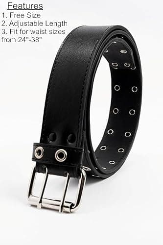BLACKTAUROS Leather Waist Belt Punk Rock Grommet Belt for Jeans Party Body Jewelry Accessories for Women and Girls 36 size 4