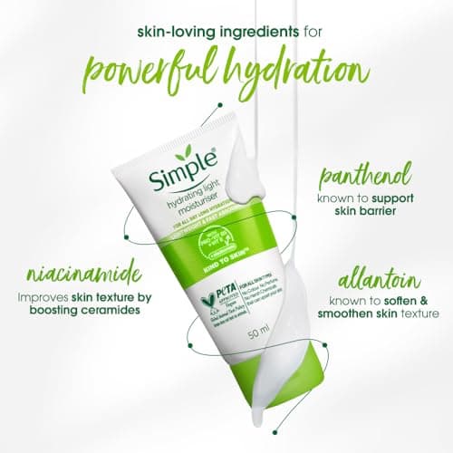 Simple Hydrating Light Moisturiser, 50ml | 12hr Hydration | With Niacinamide, Pro-Vitamin B5, Glycerin & Borage Seed Oil | Lightweight, Non-Greasy Formula | For Soft, Smooth Skin 4