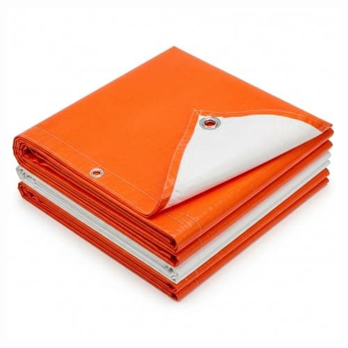 VG Tarp 250 GSM HDPE Tarpaulin 6 X 9 Feet I Heavy-Duty Waterproof Non-Filler Sheet for Car Parking Shed, Tin Shed, Bike Cover, Outdoor Rainproof Tent, Garden, (Orange/White)