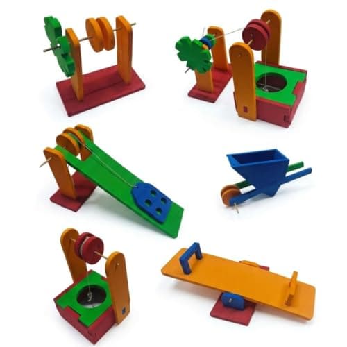ERH India DIY 6-in-1 Simple Machines Science Experiments Project Kit for Kids STEM Educational Working Model with Wheel & Axle, Pulley, Inclined Plane, Lever Learning Toy for School Students