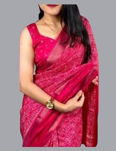 Stylish Ethnic Saree Designer Pattern Celebration Event Lightweight Elegant Flow Look Red 4