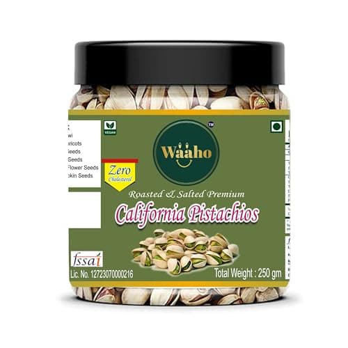WAAHO Dry Fruits Combo Pack- Raisins, Almonds, Roasted Pista, Cashews | Nutritious Healthy Snacks Ideal for Gifting, Festive Hampers, Family and Friends Treats | Reusable Jar (250g Each-Pack of 4) 5