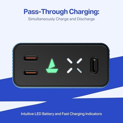 Boat EnergyShroom PB465 Turbo X 20000mAh Power Bank, 65W Turbo Fast Charging, Dual Type-C 2-Way Ports, LED Battery & Charging Indicators, Compact & Lightweight for Laptop & Mobile (Navy Blue) 4