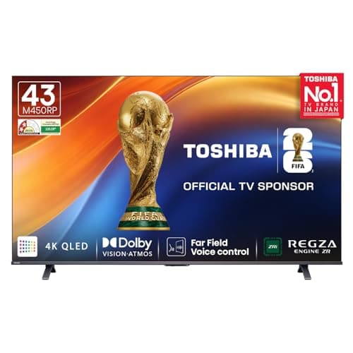 Toshiba 108 cm (43 Inches) 4K Ultra HD Smart QLED TV | Dolby Atmos, HDR10+ | 24W Powerful Speakers | AI Sports Mode | REGZA Engine ZR | Voice Control | AI 4K Upscaling | VIDAA OS | 43M450RP (Black)