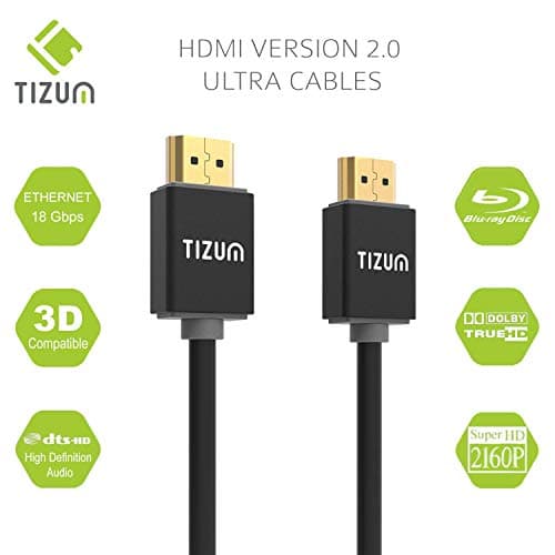 TIZUM “Ultra” Gold Plated High Speed 4K HDMI to HDMI Cable/HDMI 2.0 Cord 18Gbps, Compatible with 3D,HD Audio & Video 2160p - For Laptop,Projector,TV,Xbox 360,PS5,PS4,Blu-Ray, Camera (3 M/10 Ft) 3