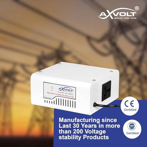 Axvolt 220V/240V to 110V/120V Copper Step Down Transformer Voltage Converter | 150W Transformer for US Japan Appliances in India | Compact Travel-Friendly | White Colour 4