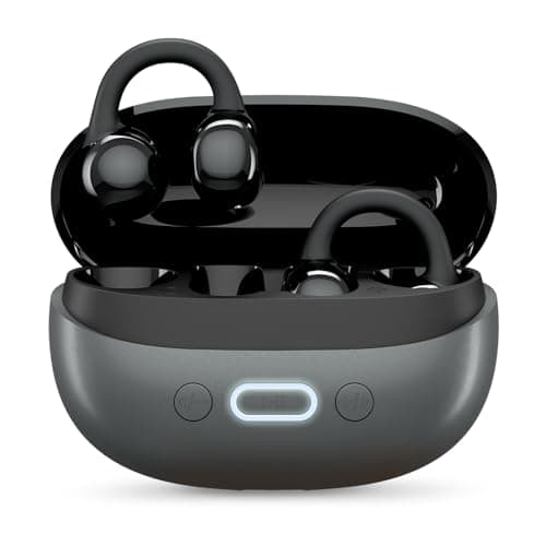 ACwO DwOTS Flow 2 Open-Ear OWS Earbuds with Smart Case Control, Clip-On Design with Ear Hooks, AI-ENC Mic, Up to 60 Hours Playtime, Dual Connectivity, IPX5 Sweat Resistance, Wireless Earbuds (Grey)