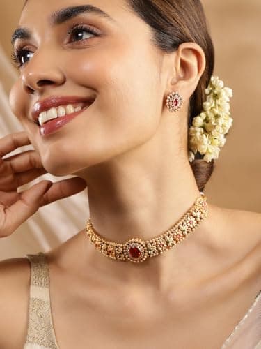 Rubans Jewellery Set Kundan Choker Traditional Bridal Women Wedding Fashion Gift for Women & Girls 2