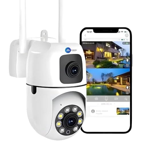 Maizic Smarthome Always On Dual Lens Mini Fox 5+5MP Dual Lens/Dual Screen WiFi Indoor CCTV Camera with PTZ & Fixed View | 2000 mAh Battery | AI Motion Detection | Color Night Vision | Two-Way Audio