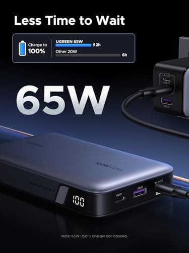 UGREEN 20000mAh 100W Power Bank, Nexode Portable Charger USB C 3-Port PD Fast Charging Battery Pack Digital Display for McBook, Tab, ifone 16, Galax S24 Ultra, Steaam Deck, Della XPS and More 5