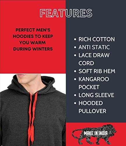 Scott International Men's Solid Cotton Hoodies for Men, Trendy and Cozy Sweatshirts for Men, Stylish Winter Wear with Hood and Pockets, Fashionable Hooded Sweatshirts 4