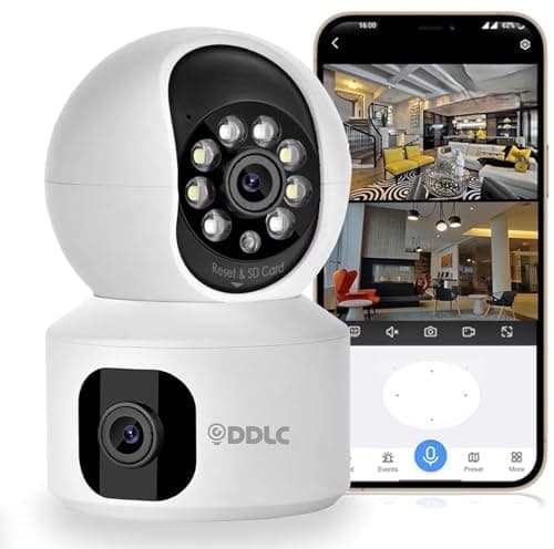 DDLC 5MP Indoor WiFi Smart CCTV Camera for Home | 1080p Full HD | Color Night Vision | Motion Detection | Two Way Audio | Wireless Home Security Camera with Mobile App V380 Pro (Upro Dual Lens)