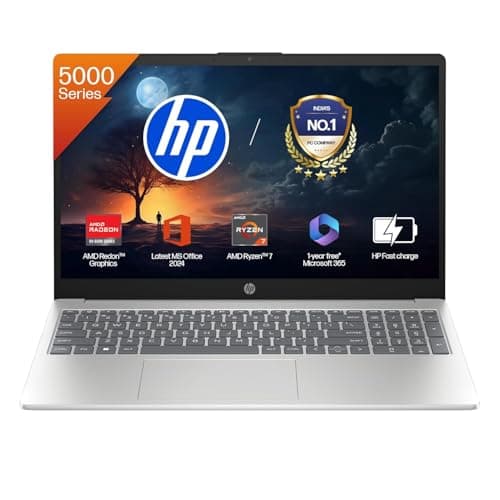 HP 15, AMD Ryzen 7 5825U, 16GB DDR4, 512GB SSD, 15.6-inch(39.6cm) Anti-Glare, FHD, Radeon Graphics, Backlit KB, 1080p HD cam (Win11, M365 Basic(1yr)*,Office Home24, Silver, 1.69kg) fc0533AU