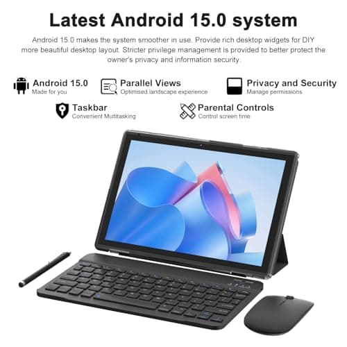 RUIQIAI Tabalet Android 15 with Keyboard, 10 Inch Tablet with Case 3