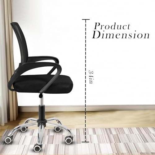 Casa Copenhagen Mesh Mid Back Office/Study/Computer/Revolving/Desk Chair for Work from Home -Metal Base, Height Adjustable Seat- Dark Black & Black Handle 2