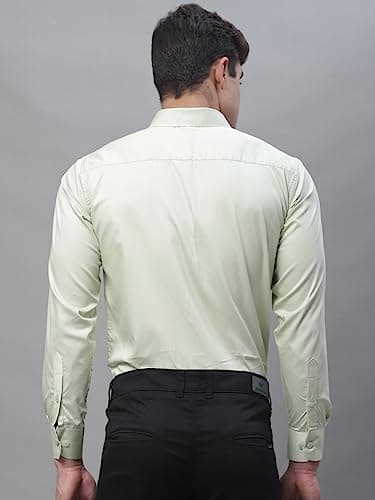 Majestic Man Slim Fit Satin Cotton Formal Shirt for Men (Large, Light Green) 5
