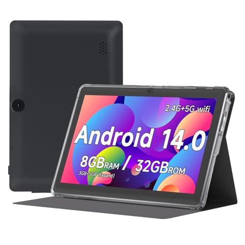 Vyrolinia 7 Inch Android 15.0 Tab PC RAM 8GB (3+5 Expansion) ROM 32GB IPS 1024x600 BT 5.0 WiFi6 2.4G + 5G 2MP + 5MP Dual Cameras YouTube Netfilx
