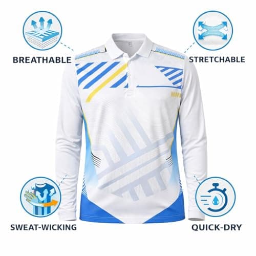 India Cricket Team Full Sleeves Polo Neck Sublimation Digital Print White and Blue Sports Jersey (in, Alpha, L, Regular, White) 3