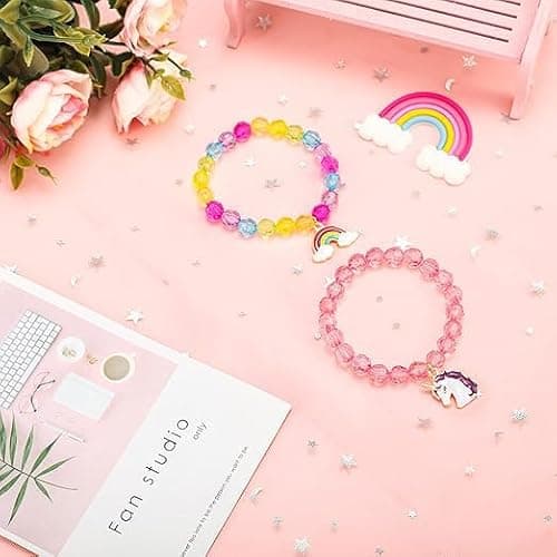 Acnos Kids Unicorn Cartoon Watches with Matching Rainbow & Unicorn Bracelets – Cute Waterproof Analog Watch Gift Set for Girls 3