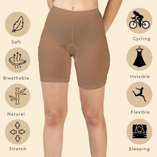 Lavos Women Under Dress Sports Cycling Shorts, Bamboo Cotton Activewear Yoga Gym Workout Anti-Bacterial Uniform, Elastic Mid Waist Shorties Tights for Women's (Size-S) 4