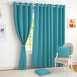 Story@Home 100% True Blackout Window Curtains 5 Feet Set of 1 | Plain Design | Room Darkening Curtain | Thermal Insulated Curtains for Living Room, Bedroom | (116 x 152 cm, Ocean Blue)