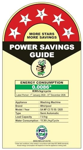 Whirlpool 7.0 Kg 5 Star MAGIC CLEAN Semi-Automatic Top Loading Washing Machine (MAGIC CLEAN RYL SRS 7.0 GREY DAZZLE (5YR), 4 Year Comprehensive Warranty, 1400 RPM Motor, 5 Year Motor Warranty) 2