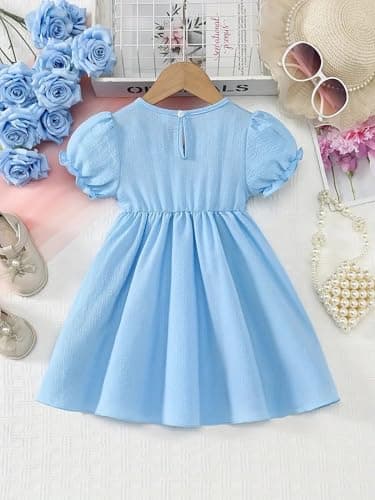 SKYCARRY Baby Girl Cotton Frock Dress for Girls Ages 1 to 13 Years. Stylish Round Neck Kids Clothing for Birthday Wedding. Breathable Knee Length Summer Garment. 2